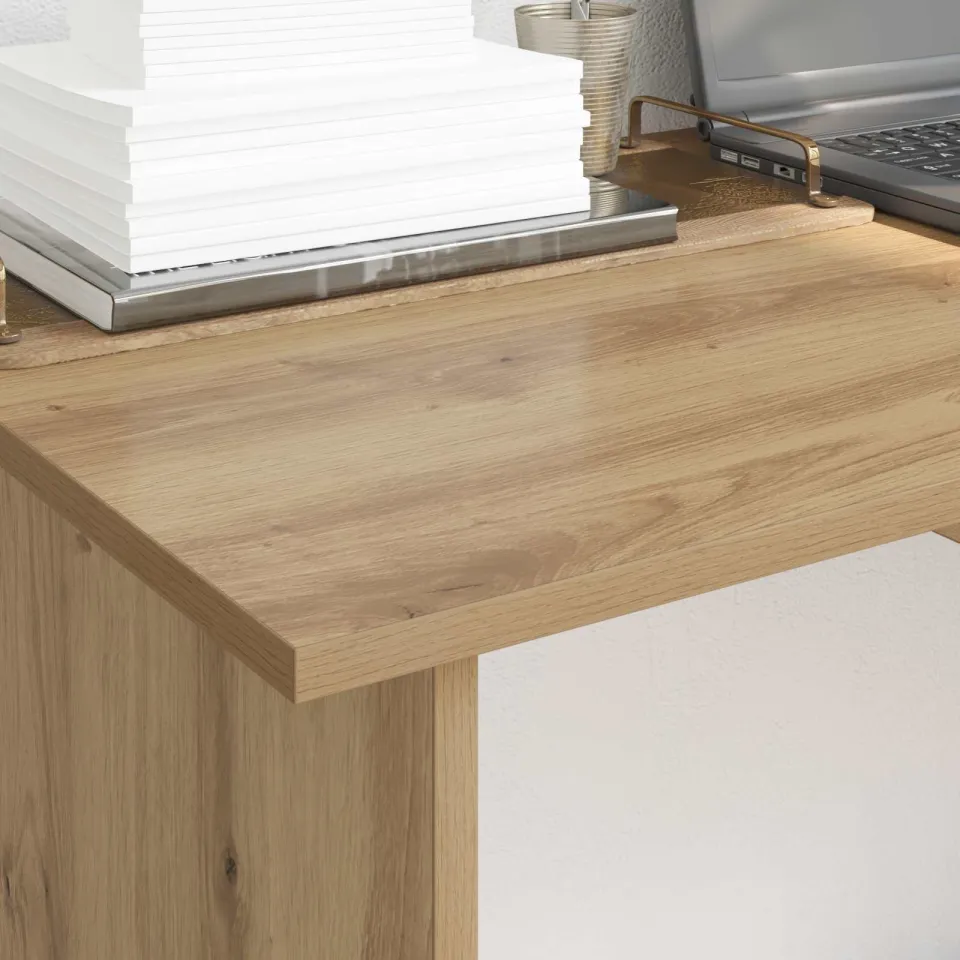 vidaXL Bureau Artisan Eiken 100 x 50 x 76 cm Bewerkt hout, foto 4