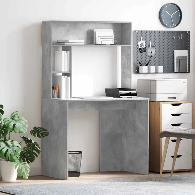 vidaXL Bureau Beton Grijs 91 x 50 x 149 cm Bewerkt hout, foto 2
