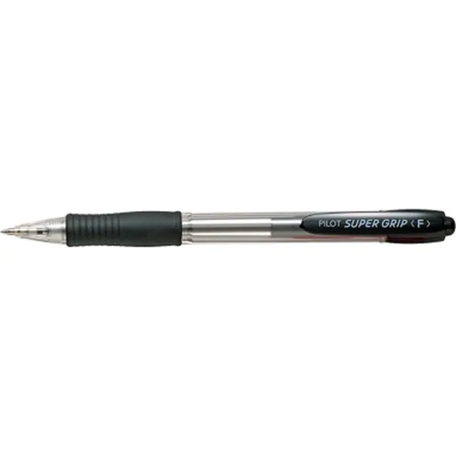 Pilot Super Grip Zwart Intrekbare balpen met klembevestiging Fijn 12 stuk(s)