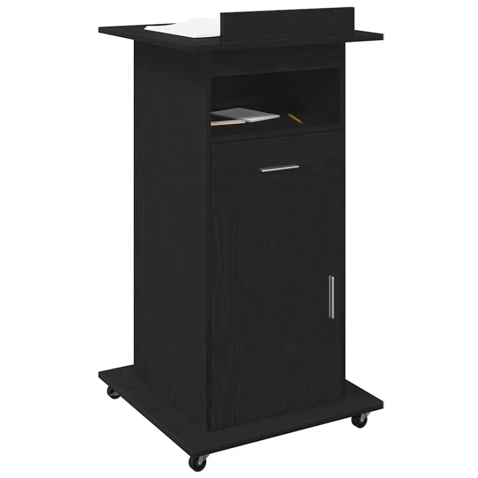 vidaXL Podium Zwart Eiken Bewerkt hout 55 x 55 x 107 cm