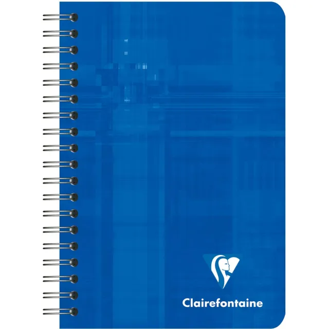Clairefontaine schrift ft 9,5 x 14 cm, 180 bladzijden, gelijnd, spiraalbinding, geassorteerde kleuren blauw