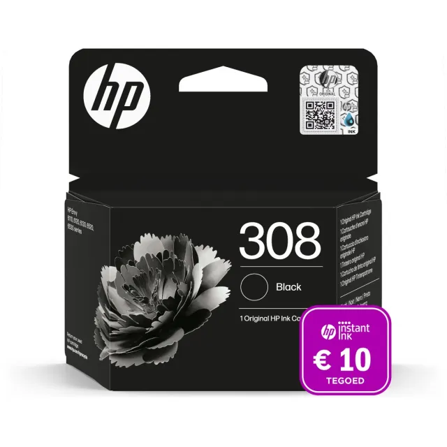 HP 308 originele inktcartridge - Zwart + Instant Ink tegoed