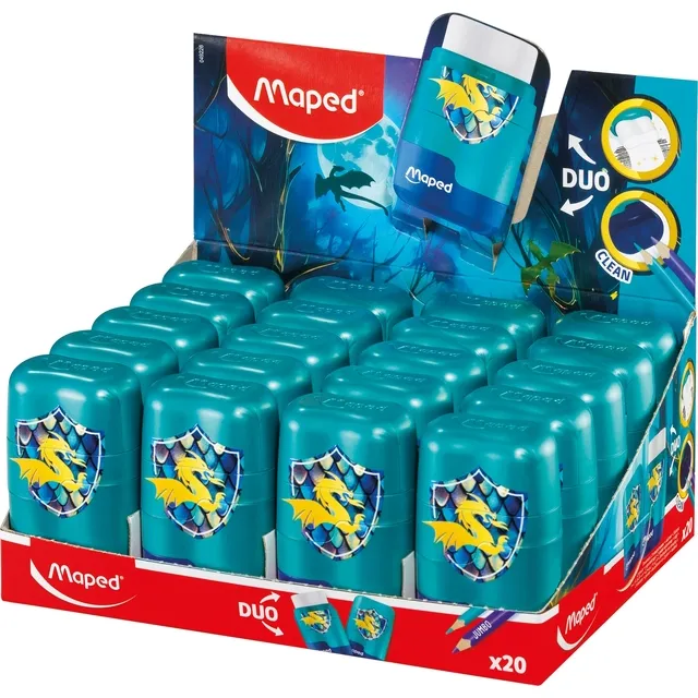 Maped Puntenslijper Maped Connect Dragon 2-gaats met gum blauw