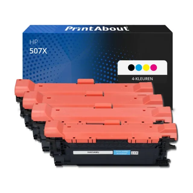 PrintAbout huismerk Toner 507X (CE400X) 4-kleuren Multipack Hoge capaciteit Geschikt voor HP