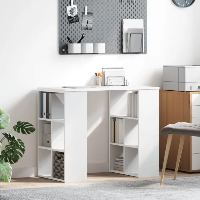 vidaXL Bureau Wit 90 x 50 x 75 cm Bewerkt hout, foto 2