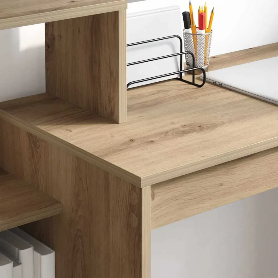 vidaXL Bureau Artisan Eiken 100 x 40 x 90 cm Bewerkt hout, foto 4