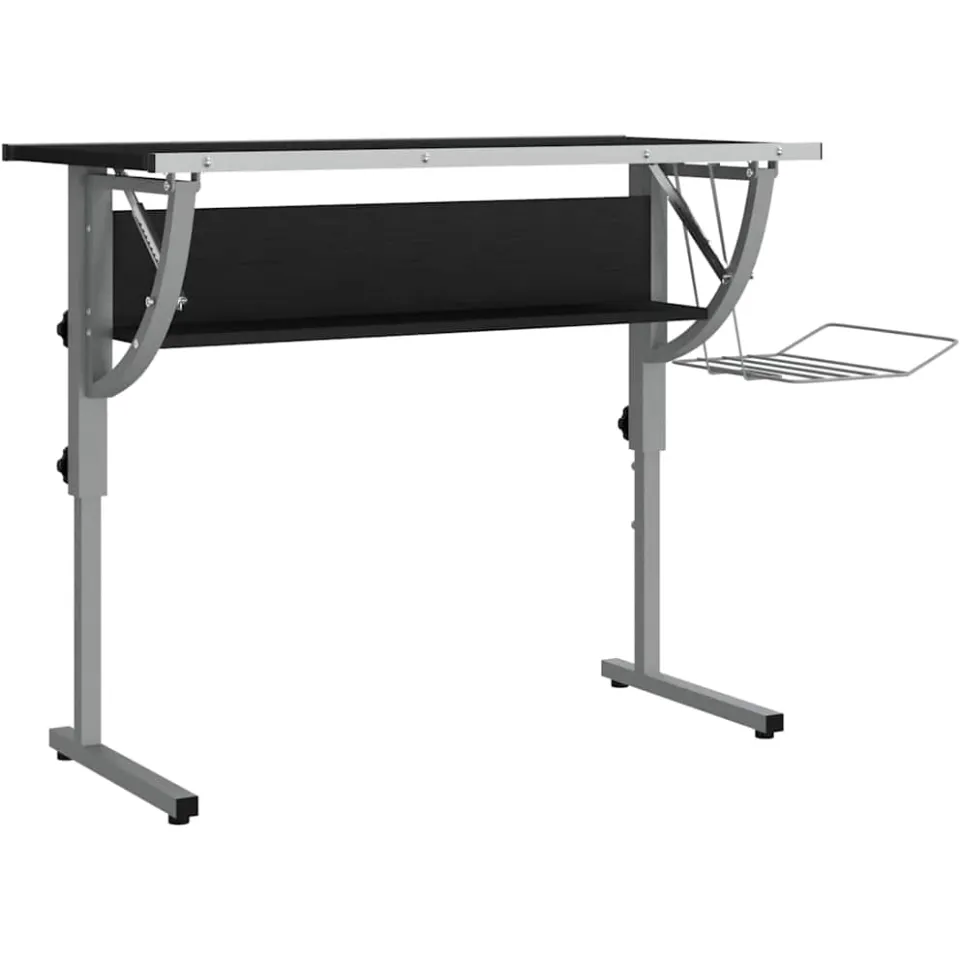 vidaXL Tekentafel 110x53x(58-87) cm bewerkt hout en staal zwart/grijs, foto 3
