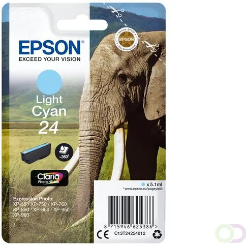 Epson Elephant Singlepack Light Cyan 24 Claria Photo HD Ink (C13T24254022)