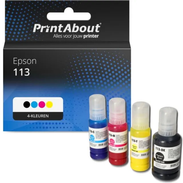 PrintAbout huismerk Inktcartridge 113 (CT06B14/24/34/440) 4-kleuren Multipack geschikt voor Epson