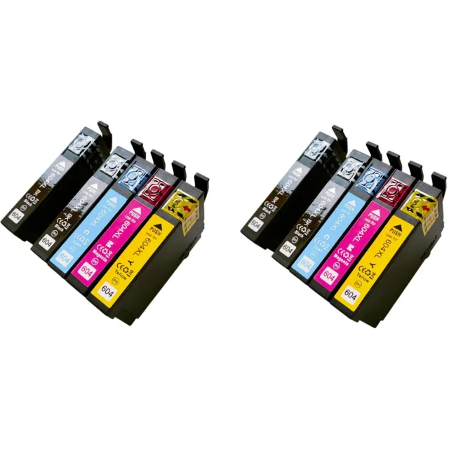 KATRIZ Huismerk Inkt 604XL – Set van 10 (4x Zwart, 2x Cyaan, 2x Magenta, 2x Geel) – Compatible met Epson XP-2200 / XP-3200 / XP-4200 / WF-2910DWF – Hoge Capaciteit – Alternatief voor T604XL Series 4xZwart, 2xCyaan, 2xMagenta, 2Geel