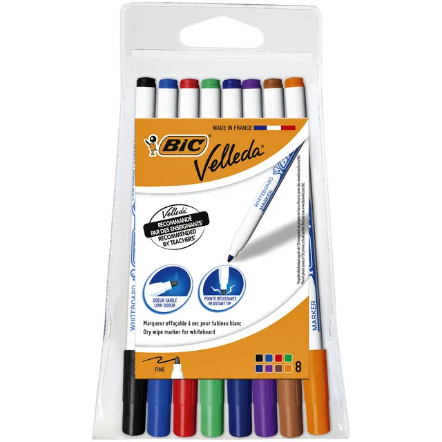 Bic Viltstift Bic Velleda 1721 whiteboard rond fijn assorti blister à 8 stuks