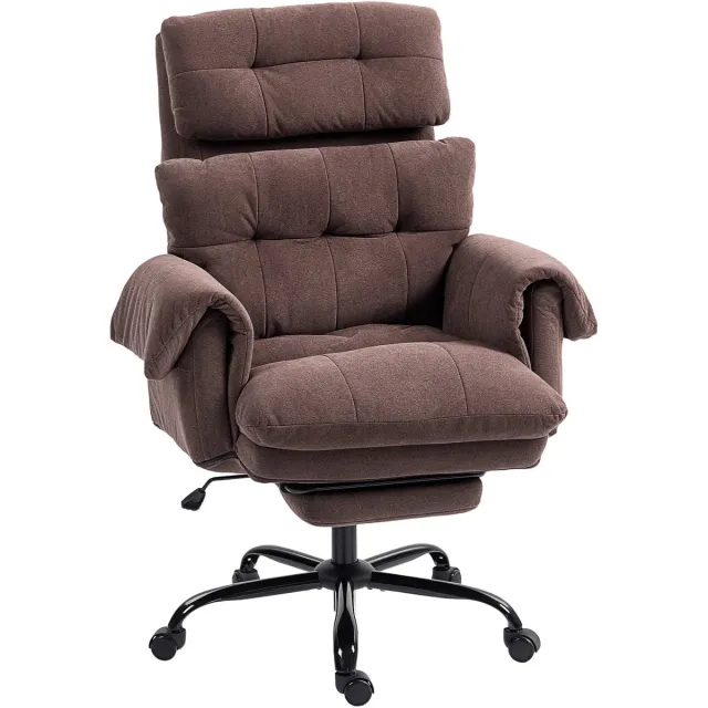 Homcom Bureaustoel met voetensteun en kantelfunctie - Relaxstoel - Directiestoel - Koffiebruin
