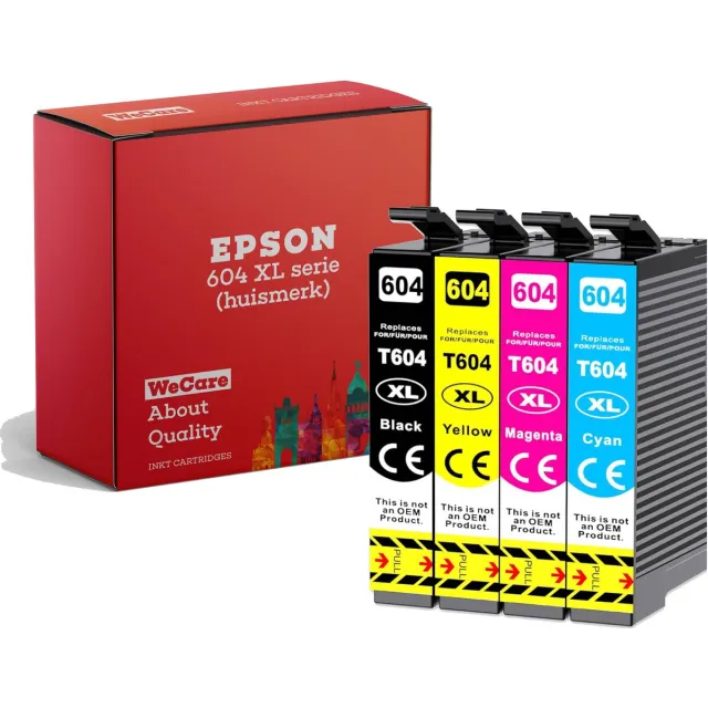 WeCare 4-pack 604 | Geschikt voor Epson 604XL inktcartridges - voor Epson Expression Home XP-2200 - XP-2205 - XP-3200 - XP-3205 - XP-4200 - XP-4205 - WF2910DWF - WF2930DWF - WF2950DWF Multipack 4 cartridges | BK C M Y
