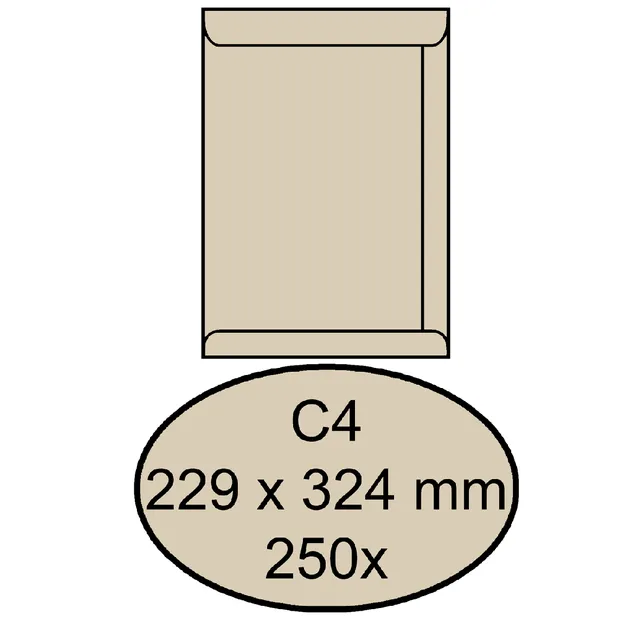 Quantore Envelop Quantore akte C4 229x324mm creme kraft 250 stuks
