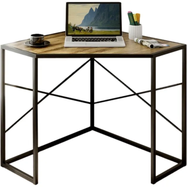 Zenzee Hoekbureau - Compact bureau - Bureau industrieel - Computertafel - Schrijftafel - 80L x 80B x 77,5H cm zwart+bruin