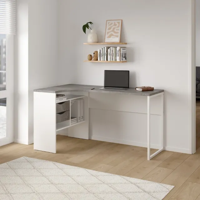 Giga Living Bureau Function Plus 2 lades Wit/Oxid Beton - Giga Living