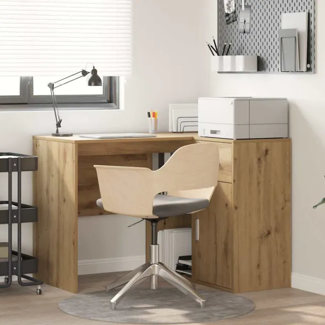 vidaXL Hoekbureau met lade met plank Artisan Eiken 102 x 88 x 75 cm, foto 2
