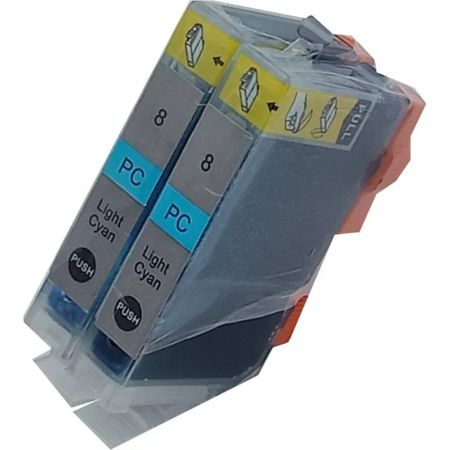 KATRIZ huismerk inkt voor|Canon CLI-8PC |14ml | ( 2stuks) - Met chip Foto Cyaan