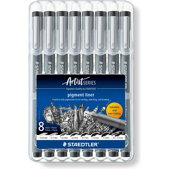 Staedtler Fineliner Staedtler Pigment 308 zwart 8 stuks