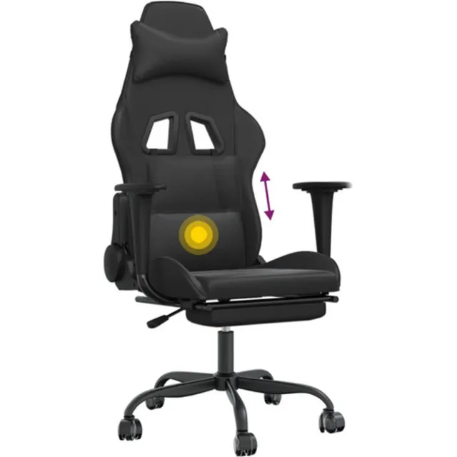 vidaXL Massage - gamestoel - met - voetensteun - kunstleer - zwart