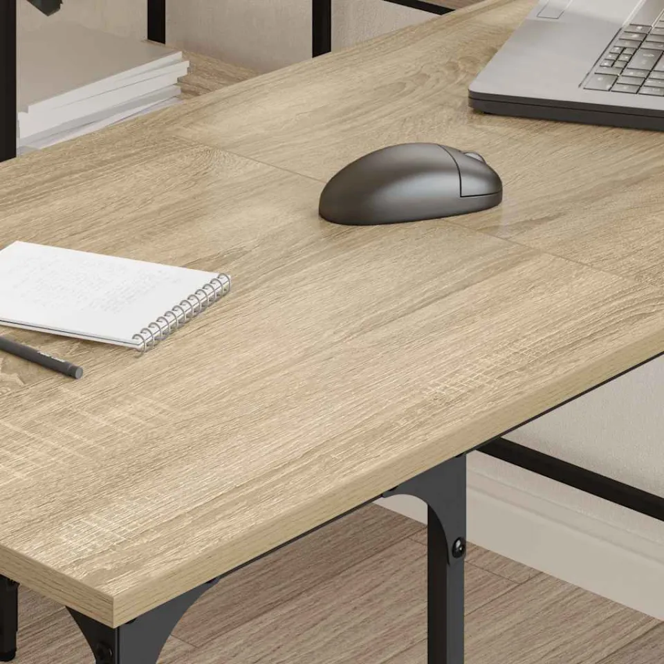 vidaXL Bureau 139x139x75 cm bewerkt hout sonoma eikenkleurig, foto 4