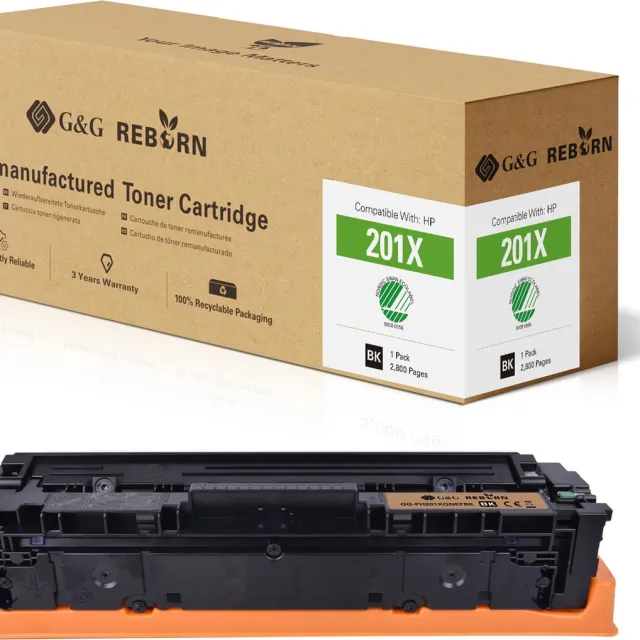 G&G REBORN 201X gereviseerde Tonercartridge Geschikt voor HP 201X CF400X zwart