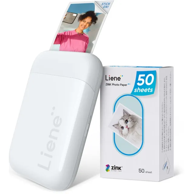 Liene Pearl 2x3 Inch Photo Printer - Inclusief 50 vellen Zink foto papier (Wit)