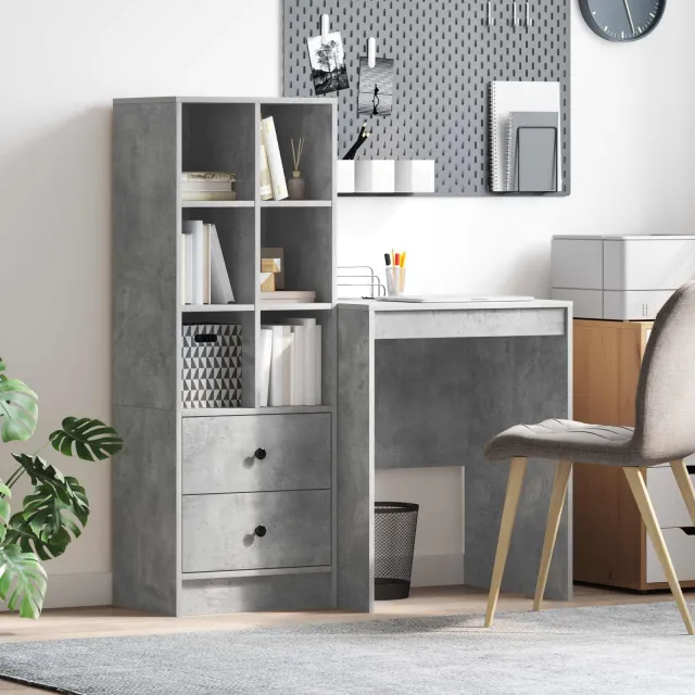 vidaXL Bureau Beton Grijs 105,5 x 50 x 127 cm 2 st, foto 2