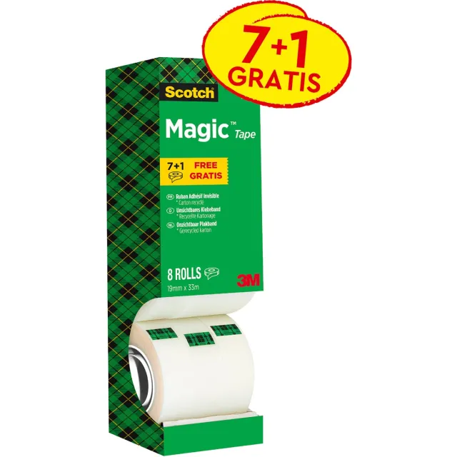 Scotch plakband Scotch Magic Tape value pack met 8 rollen waarvan 1 gratis