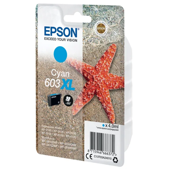 Epson inktcartridge 603 XL, 4 ml, OEM C13T03A24010, cyaan Cyan