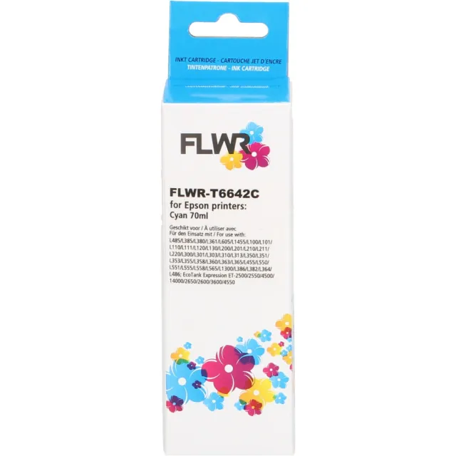 FLWR Inktfles / T6642 / Cyaan - Geschikt voor Epson