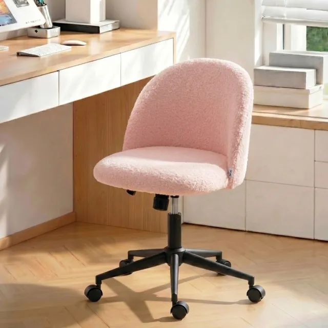 MODENUIT Bureaustoel 52 x 59 cm - Draaibaar, Hoogteverstelbaar en Met Wielen - Voor Kantoor - Polyester - Roze