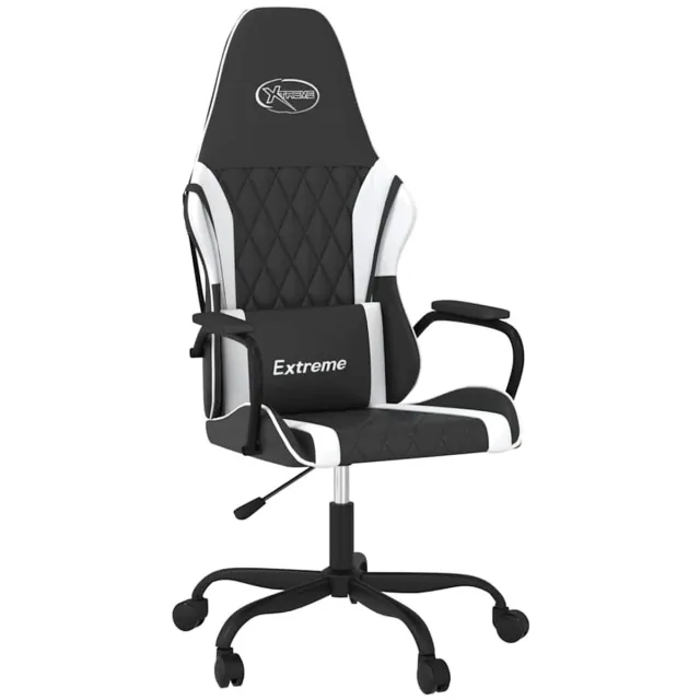 vidaXL Massage - gamestoel - kunstleer - zwart - en - wit zwart en wit