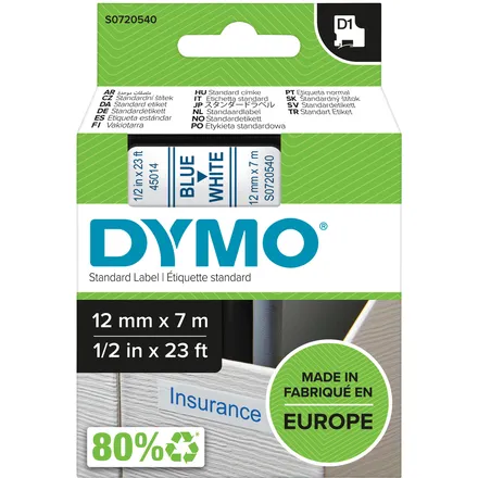 Dymo 45014 (S0720540) Tape Blauw op wit (12 mm), foto 2