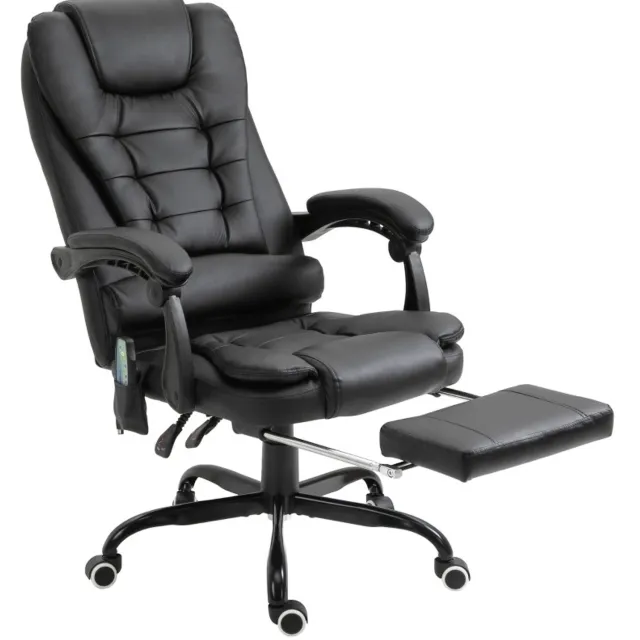 CHICFURN Bureaustoel - Massagefunctie - Voetsteun - Zwart