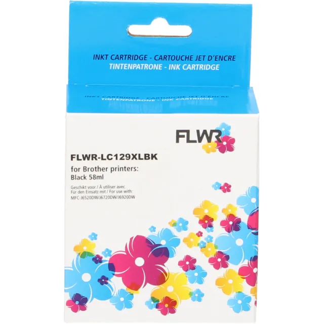 FLWR Inktcartridge / LC-129XLBK / Zwart - Geschikt voor Brother