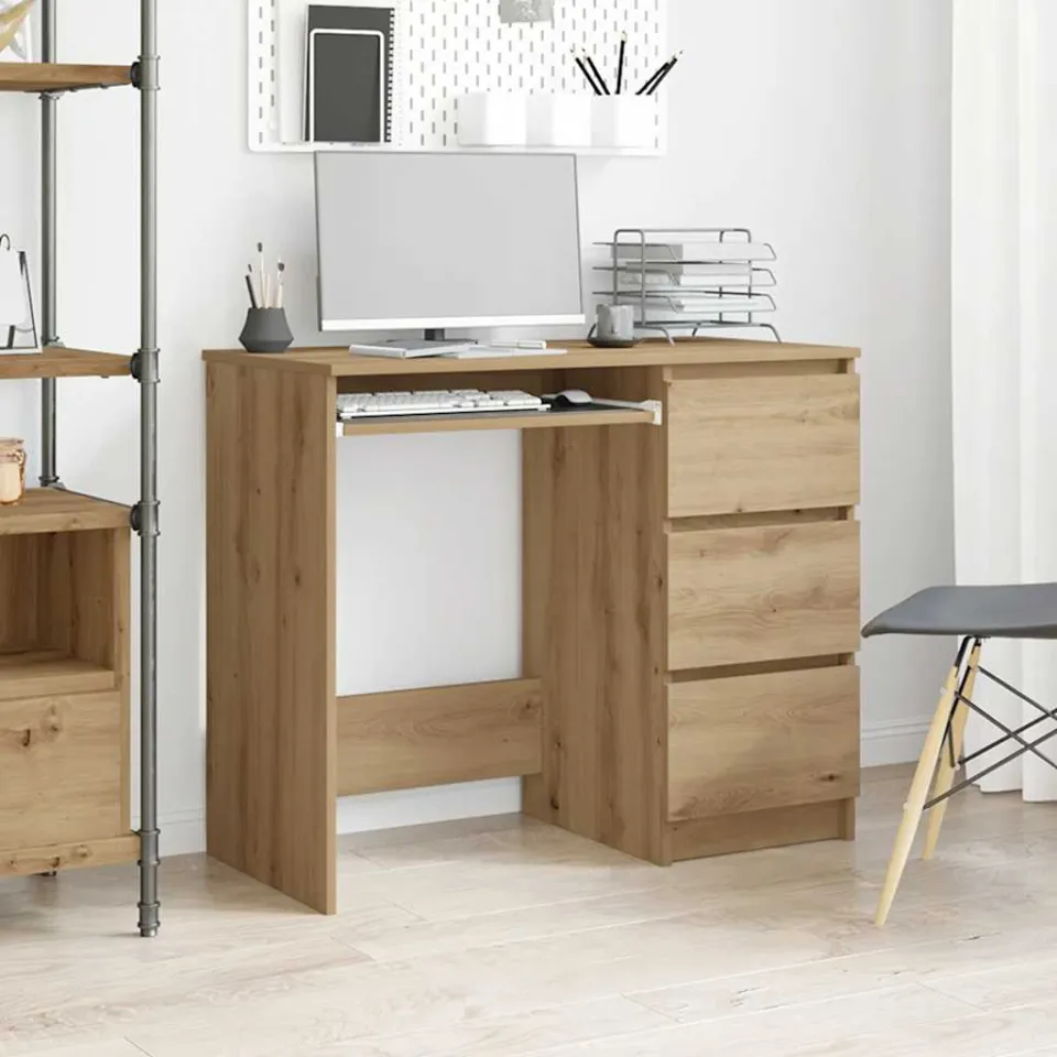 vidaXL Bureau 90x45x76 cm bewerkt hout artisanaal eikenkleur, foto 2