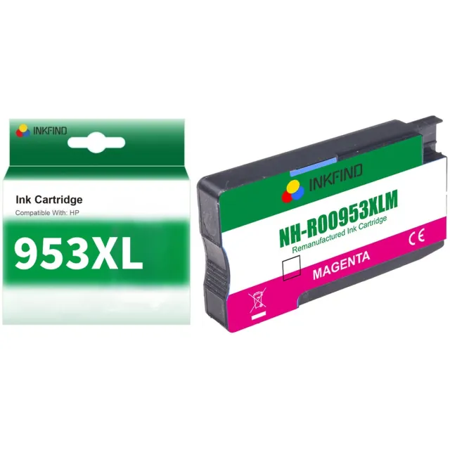 INKFIND 953XL Magenta Inktcartridge compatibel met HP953 HP953XL HP 953 HP 953XL F6U17AE voor HP OfficeJet Pro 8740, 8719, 8720, 8710, 8715, 8725, 7740, 8218, 8718, 8210, 8716, 8730, 8728 Hoge Capaciteit - 1-pack Magenta Magenta x 1