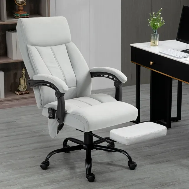 COVREO Bureaustoel 65x74x119 cm lichtgrijs, polyester met voetsteun