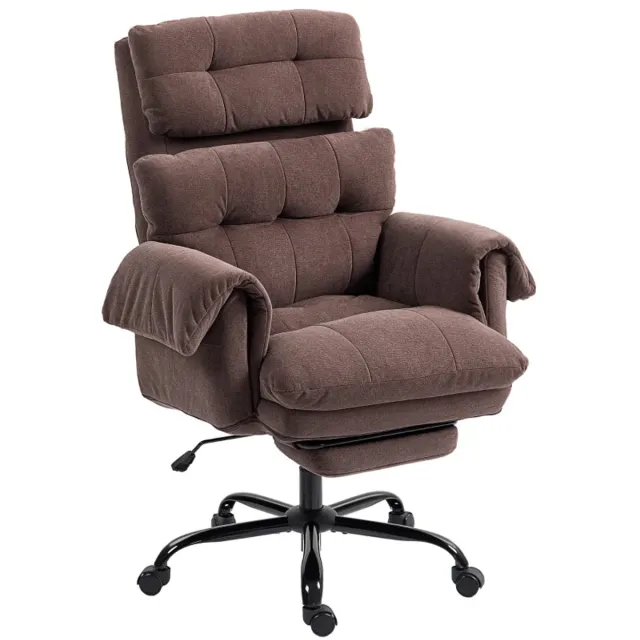 ZYLARO Ergonomische Bureaustoel met Voetensteun - 135° Kantelbare Rugleuning - 360° Draaibaar - in Hoogte Verstelbaar - Kantoorstoel - Gamestoel - Volwassenen Stoel - Computerstoel - Bruin Koffiebruin + Zwart