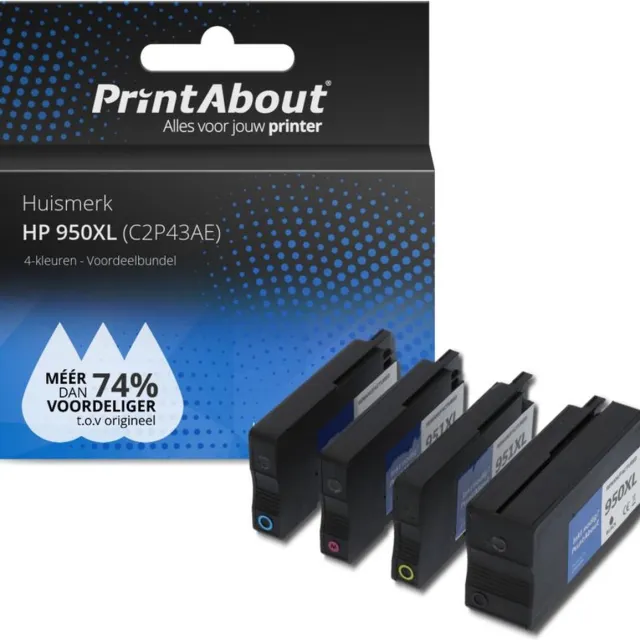 PrintAbout Inktcartridge / Alternatief voor de HP CN045AE (nr 950XL) / 4 Kleuren 4-kleuren