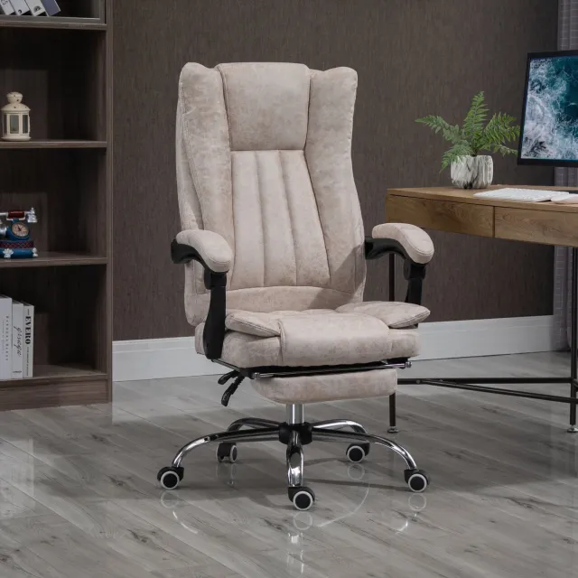 CHICFURN Bureaustoel - Hoogteverstelbaar - Met voetsteun - Beige