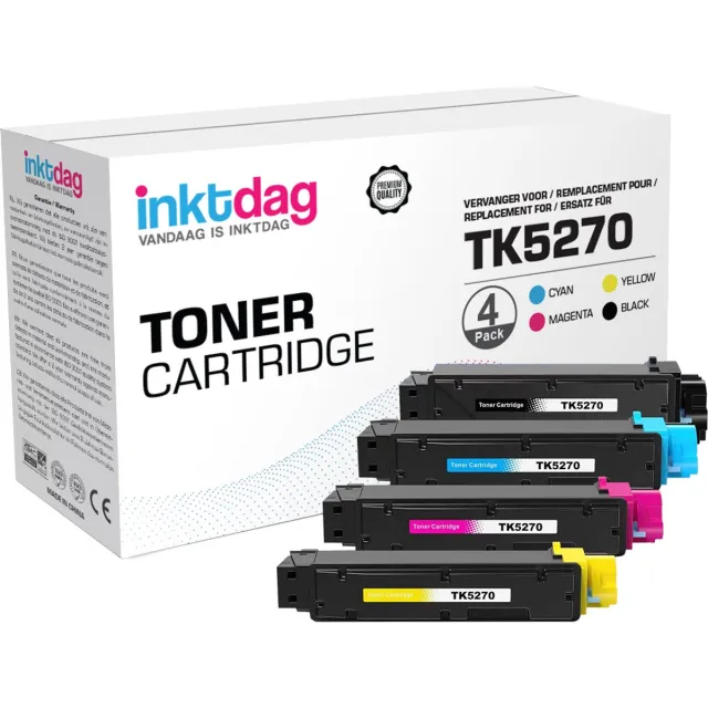 inktdag geschikt voor Kyocera TK-5270 Toners - 4 Cartridges - Geschikt voor Ecosys M6230CIDN - M6630CDIN - P6230CDN TK-5270 Zwart