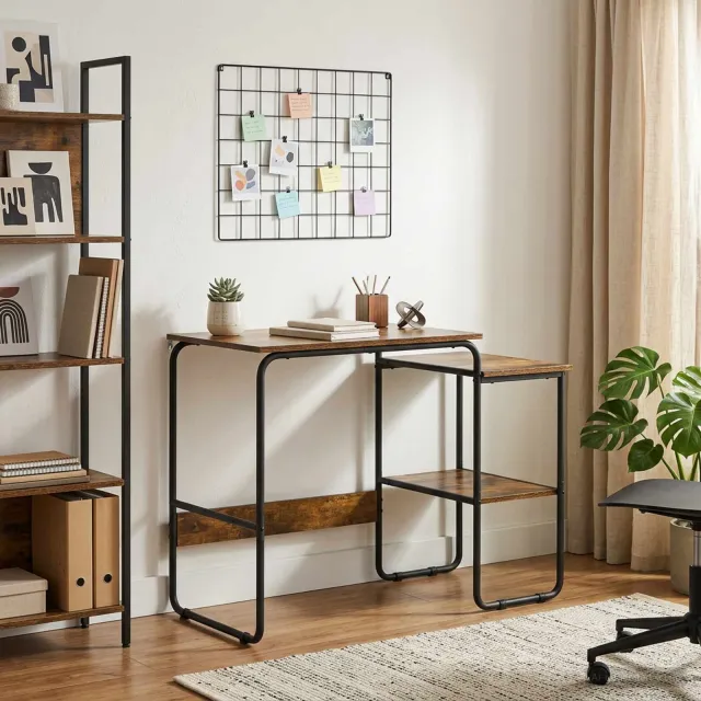 vidaXL Bureau met opbergruimte Gerookt eiken 100 x 50 x 75 cm, foto 2