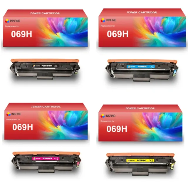 INKFIND 069H tonercartridge voor Canon 069H Canon069 Canon069H tonercartridge multipack 4 stuks (Zwart x 1, Cyaan x 1, Magenta x 1, Geel x 1) - 4-pack BK/C/M/Y