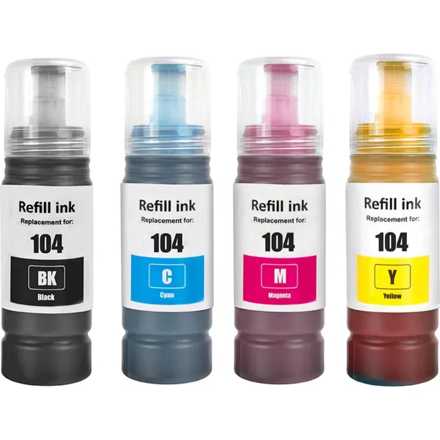 Inktkenners Inkt Geschikt voor Ecotank 104 | Multipack van 4x Inktpatronen Zwart 70ml