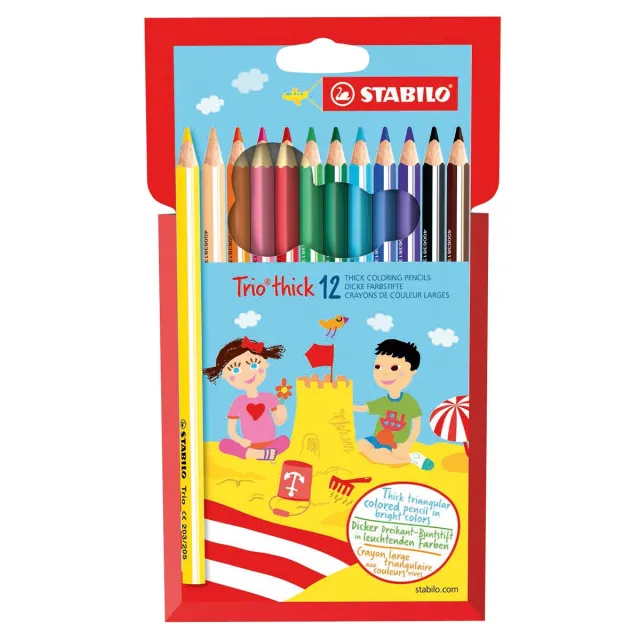 Stabilo Trio thick kleurpotlood, etui van 12 stuks in geassorteerde kleuren