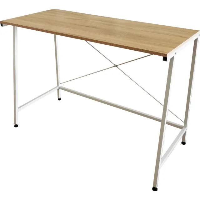 VDD Industrial Vintage Design Bureau Stoer - laptoptafel - industrieel - wit metaal lichtbruin Wit - lichtbruin