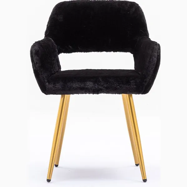 MEUBLE COSY Luxe Bureaustoel - Teddy Stof Ergonomisch met Open Rugleuning - Zwart