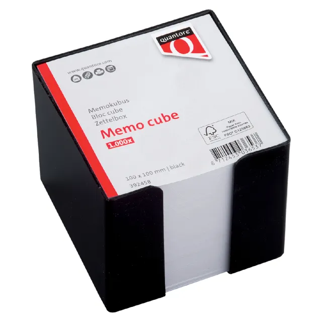 Quantore Memokubus Quantore 10x10x9cm zwart met 900vel